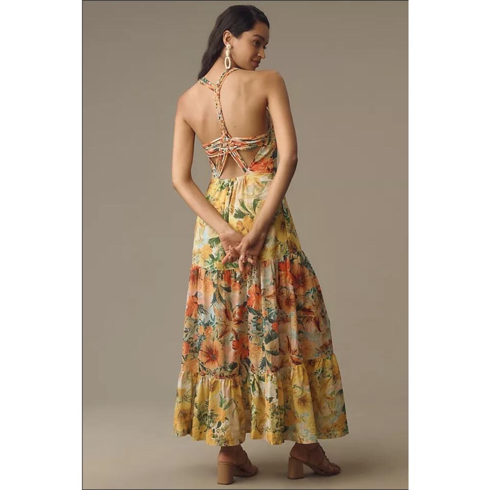 Anthropologie Pilcro Halter Tiered Maxi Dress Multicolor Size S NWT - Picture 2 of 12